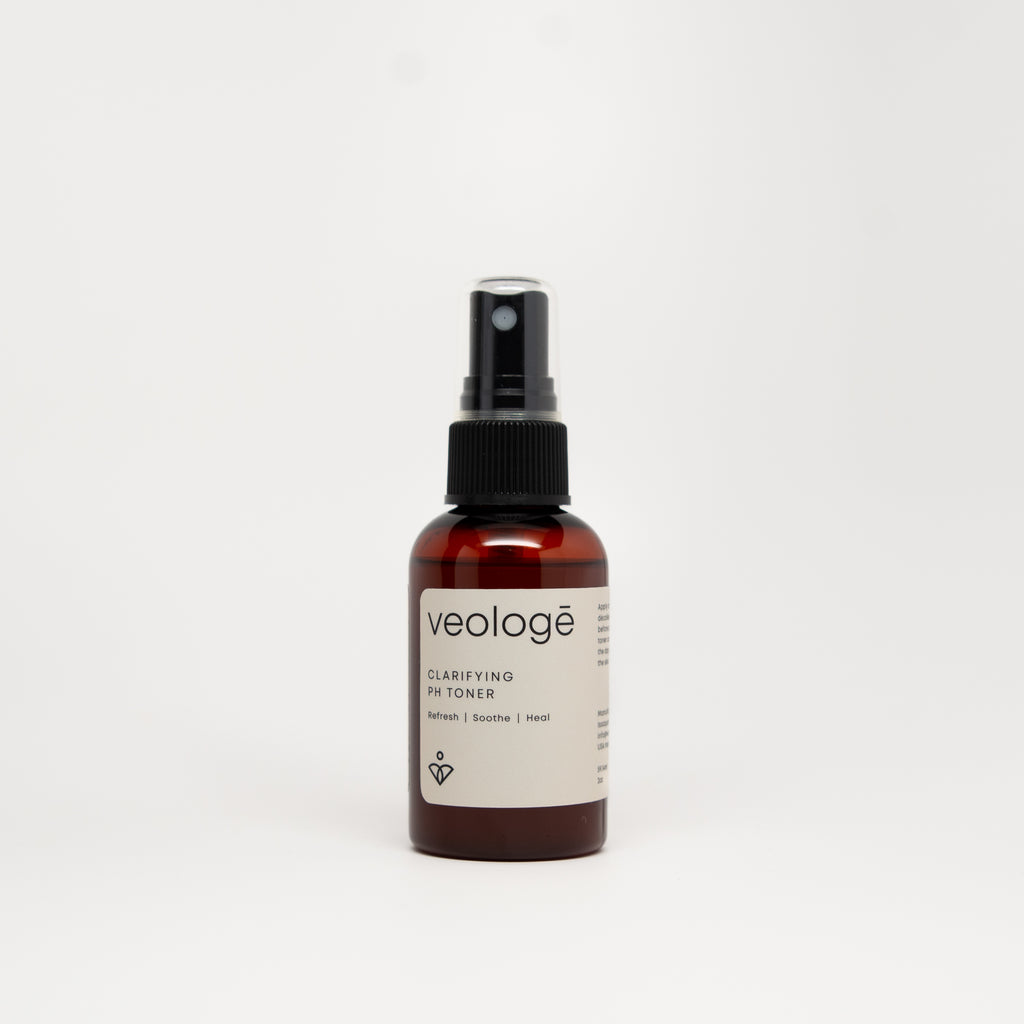 veologē Clarifying pH Toner, glycolic acid and colloidal silver balancing toner for sensitive and blemish-prone skin