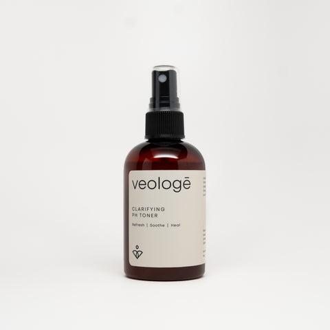 veologē Clarifying pH Toner, glycolic acid and colloidal silver balancing toner for sensitive and blemish-prone skin
